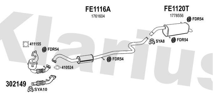 Klarius 302149 - Catalyst Repair Pipe  - Fits Ford B-Max 1.0 EcoBoost