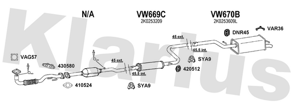 Klarius VW669C - Box With Centre Pipe  - Fits Volkswagen Caddy 1.4i