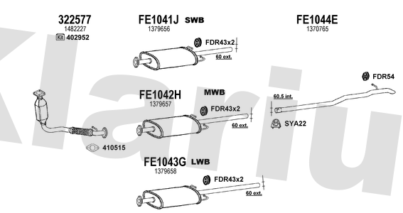 Klarius 322577 - Catalyst Type Approved Withpip  - Fits Ford Transit 2.2TDCi