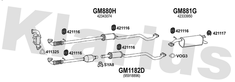 Klarius GM880H - Box With Centre Pipe  - Fits Opel Viva 1.0