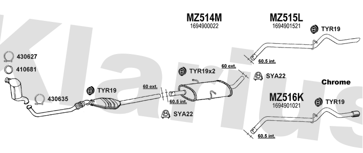 Klarius MZ514M - Box With Centre Pipe  - Fits Mercedes A160 2.0CDi