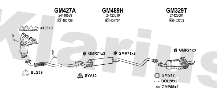 Klarius GM427A - Centre Pipe  - Fits Opel Astra G 1.4i