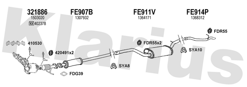Klarius 321886 - Catalyst Type Approved Withpip  - Fits Ford C-Max 1.6i