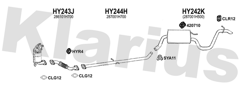 Klarius HY243J - Front Pipe  - Fits Kia Cee'd 1.6CRDi