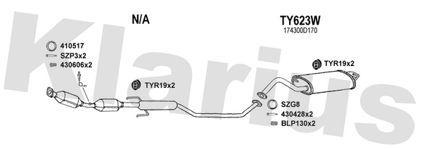 Klarius TY623W - Box With Tail Pipe  - Fits Toyota Corolla 1.4i
