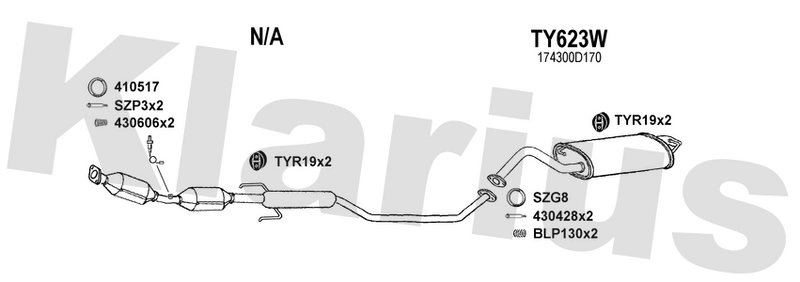 Klarius TY623W - Box With Tail Pipe  - Fits Toyota Corolla 1.4i