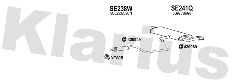 Klarius SE238W - Box With Centre Pipe  - Fits Volkswagen Golf 1.0TSi