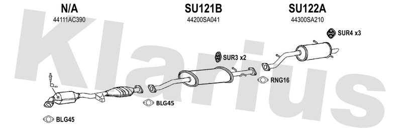 Klarius SU121B - Box With Centre Pipe  - Fits Subaru Forester 2.0