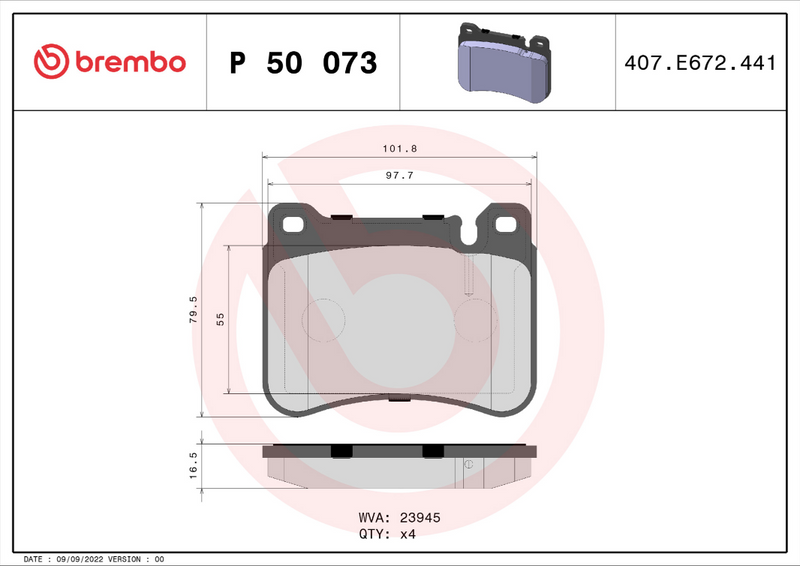 Brembo Brake Pad Set - P50073