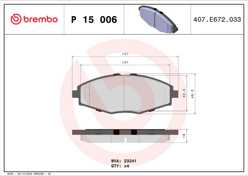 Brembo Brake Pad Set - P15006