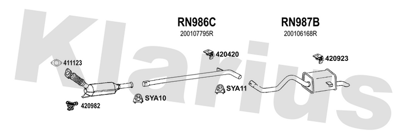 Klarius RN986C - Centre Pipe  - Fits Renault Grand Scenic III 2.0DCi