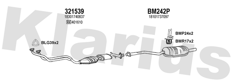 Klarius 321539 - Catalyst Type Approved Withpip  - Fits BMW 323 2.5i