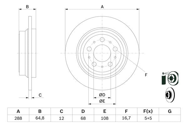 Bosch Brake Disc Pair Part No - 0986478495