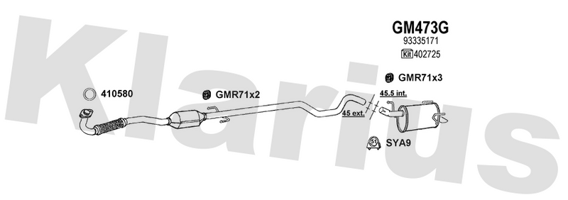Klarius GM473G - Box With Tail Pipe  - Fits Opel Meriva 1.7DTi