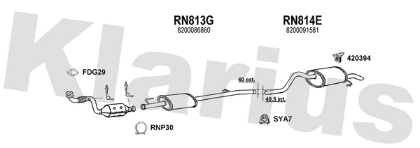 Klarius RN813G - Box With Centre Pipe  - Fits Renault Clio 1.2i