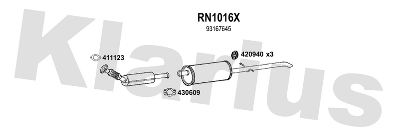 Klarius RN1016X - Box With Tail Pipe  - Fits Nissan NV400 2.3dCi