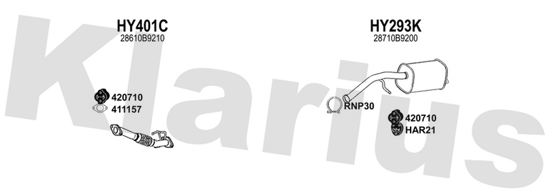 Klarius HY401C - Front Pipe For Cat  - Fits Hyundai i10 1.2