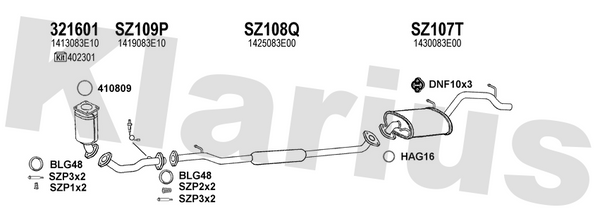 Klarius 321601 - Catalyst Type Approved Withpip  - Fits Suzuki Wagon R 1.3
