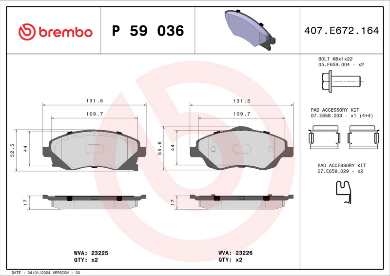 Brembo Brake Pad Set - P59036