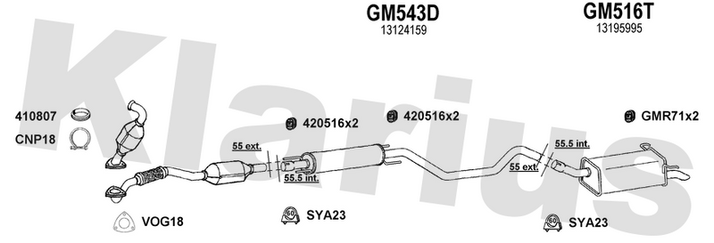 Klarius GM543D - Box With Centre Pipe  - Fits Opel Zafira 1.9CDTi