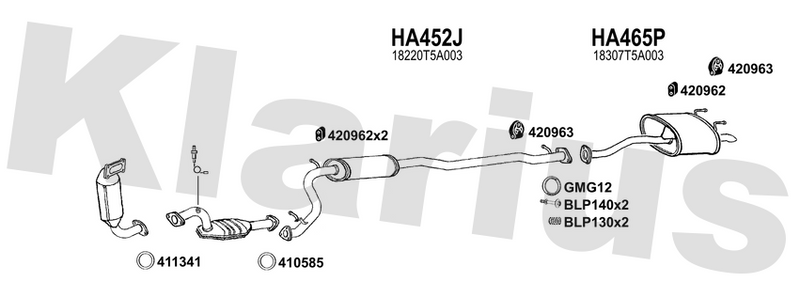 Klarius HA452J - Box With Centre Pipe  - Fits Honda Jazz 1.3