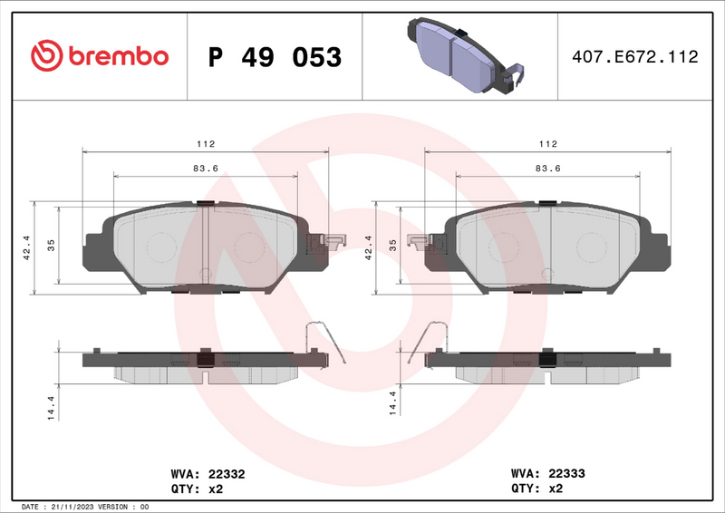 Brembo Brake Pad Set - P49053