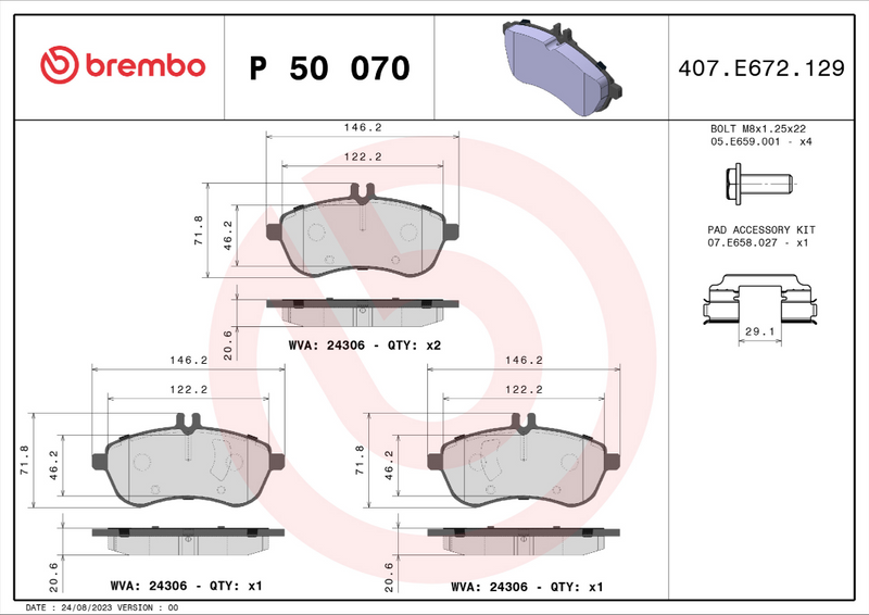Brembo Brake Pad Set - P50070