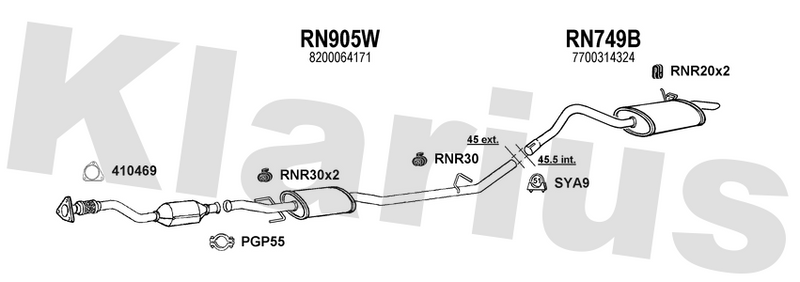 Klarius RN905W - Box With Centre Pipe  - Fits Renault Kangoo 1.6i
