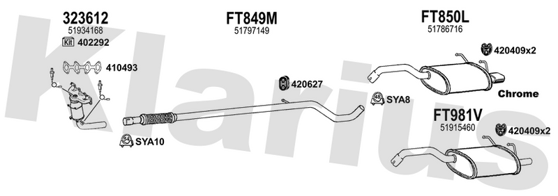 Klarius 323612 - Catalyst Type Approved Withpip  - Fits Fiat 500 1.2i