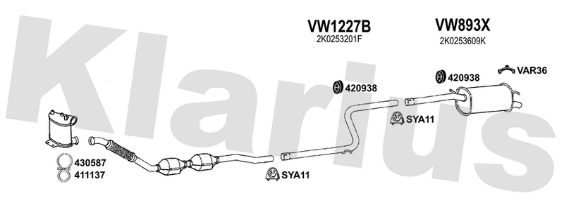 Klarius VW1227B - Centre Pipe  - Fits Volkswagen Caddy 2.0 TDi