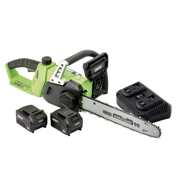 Draper D20 40V Chainsaw, 2 x 4.0Ah Batteries, 1 x Fast Charger