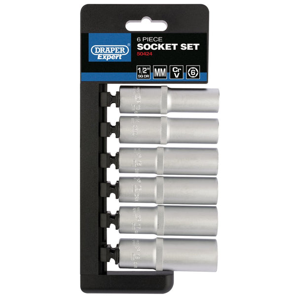 Metric Deep Socket Set, 1/2" Sq Dr (6 Piece)