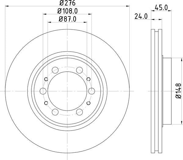 Mintex Brake Discs fits -Mitsubishi V276:6 MDC1473 (also fits other vehicles)