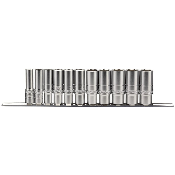 Imperial Deep Socket Set on a Metal Rail, 3/8" Sq Dr (11 Piece)