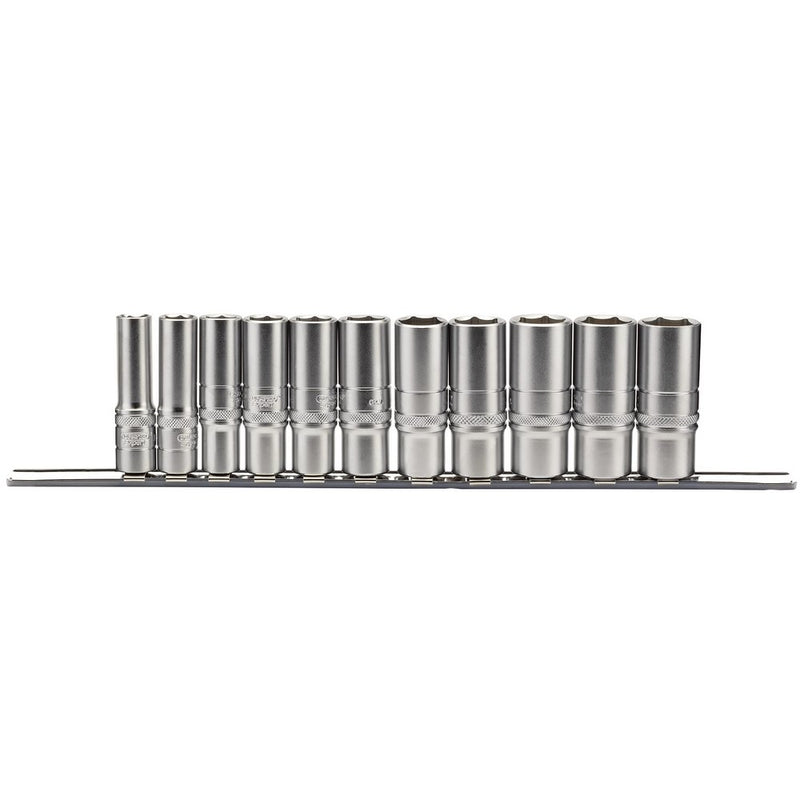 Imperial Deep Socket Set on a Metal Rail, 3/8" Sq Dr (11 Piece)