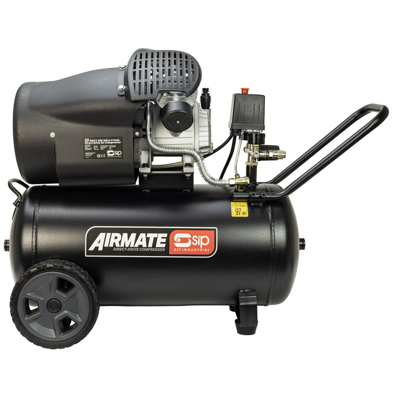 SIP DDVT 3hp 50ltr V-Twin Direct Drive Compressor