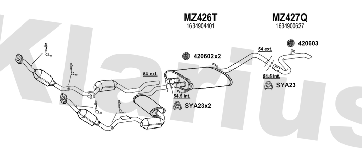Klarius MZ426T - Box With Centre Pipe  - Fits Mercedes ML320 3.2i
