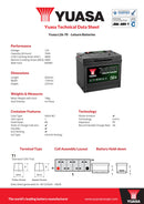 Yuasa L26-70 Active Leisure Battery 12V 70Ah 480A