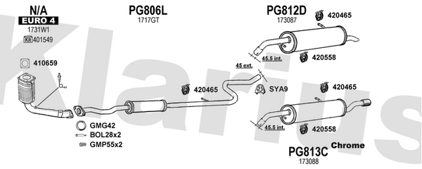 Klarius PG806L - Box With Centre Pipe  - Fits Peugeot 207 1.6i