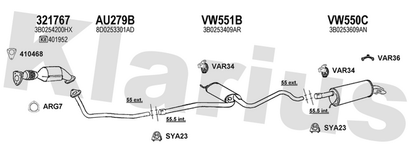 Klarius 321767 - Catalyst Type Approved Withpip  - Fits Audi A4 1.9TDi