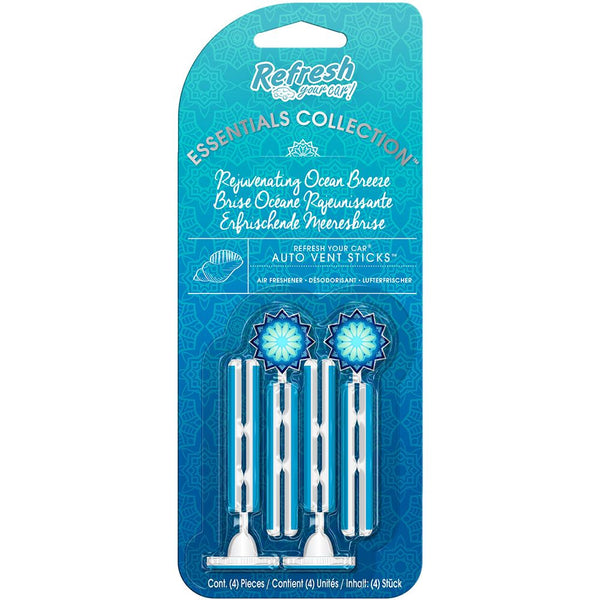 Refresh Your Car 301542900 Air freshener Vent Stick 4 Pack Rejuvenating Ocean Breeze