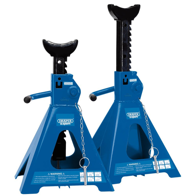 Pair of Pneumatic Rise Ratcheting Axle Stands (5 tonne) - 01814