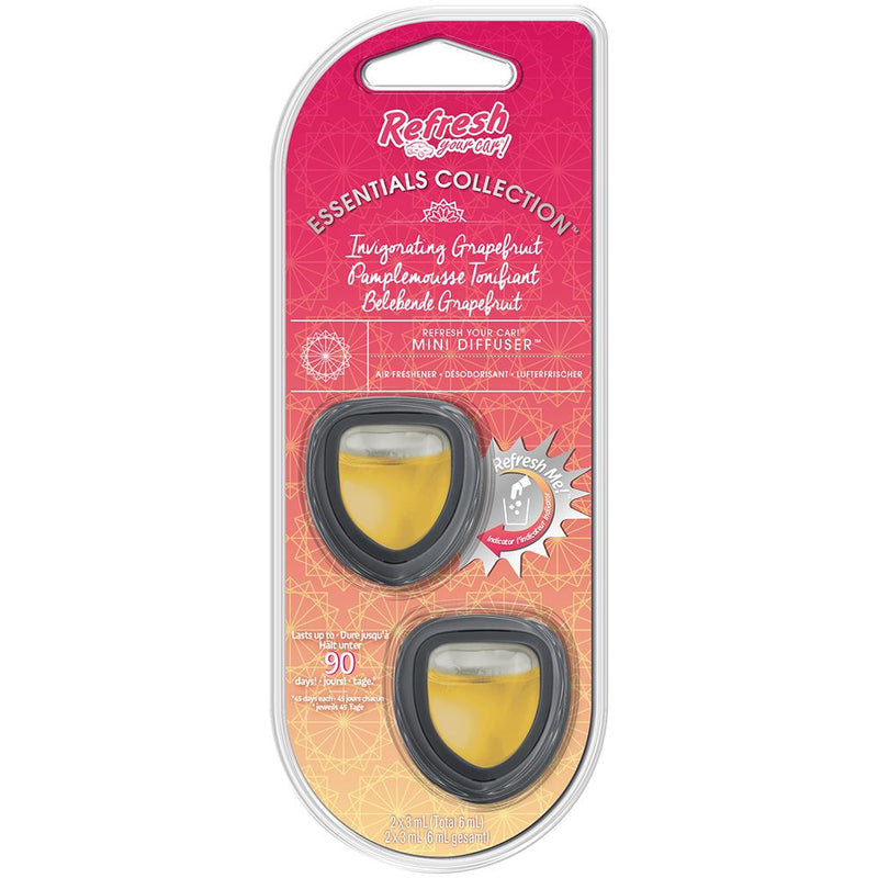 Refresh Your Car 301542400 Air freshener Mini Diffuser Twin Pack Invigorating Grapefruit