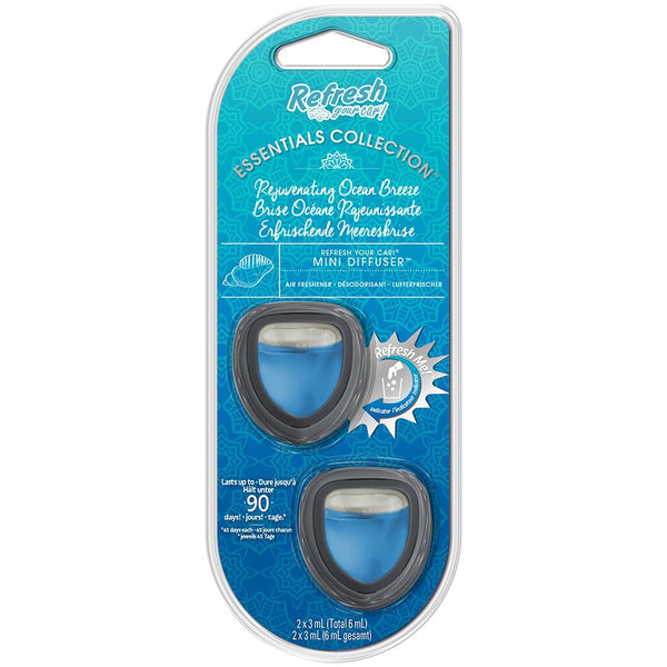 Refresh Your Car 301542500 Air freshener Mini Diffuser Twin Pack Rejuvenating Ocean Breeze