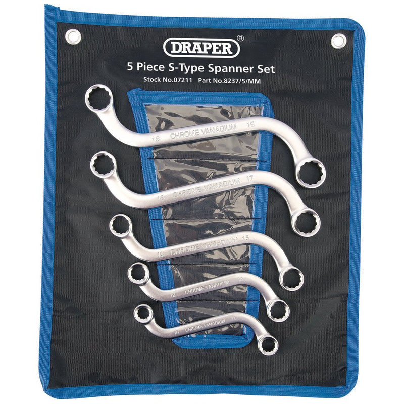 S Type (Obstruction) Ring Spanner Set (5 Piece) - 07211