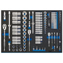 1/4", 3/8", and 1/2" Socket Set in Full Plus Drawer EVA Insert Tray (96 Piece) - 63539