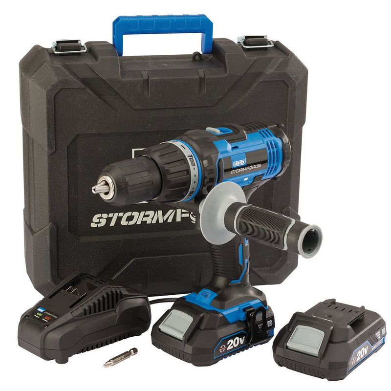 Draper Storm Force 20V Combi Drill with 2 x 2.0Ah batteries and charger - 89523