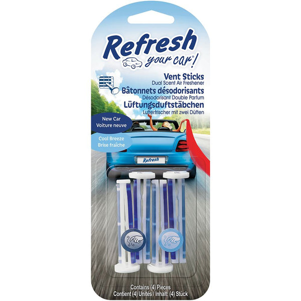 Refresh Your Car 301408700 Air freshener New Car/Cool Breeze Vent Sticks 4 Pack