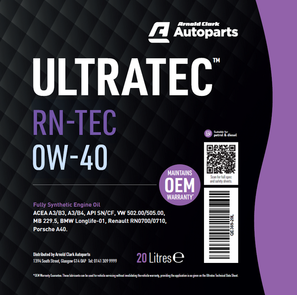 Ultratec RN-TEC 0W-40 20 Litre - E369-20L