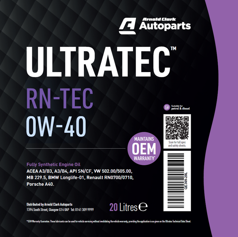 Ultratec RN-TEC 0W-40 20 Litre - E369-20L